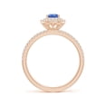 thumbnail image 2 of ANGARA Natural Split Shank Pear Tanzanite and Diamond Double Halo Ring in 14K Rose Gold for Women (Size-6x4mm) | December Birthstone, Anniversary, Jewelry Gift for Women | Natural Tanzanite Ring, 2 of 9