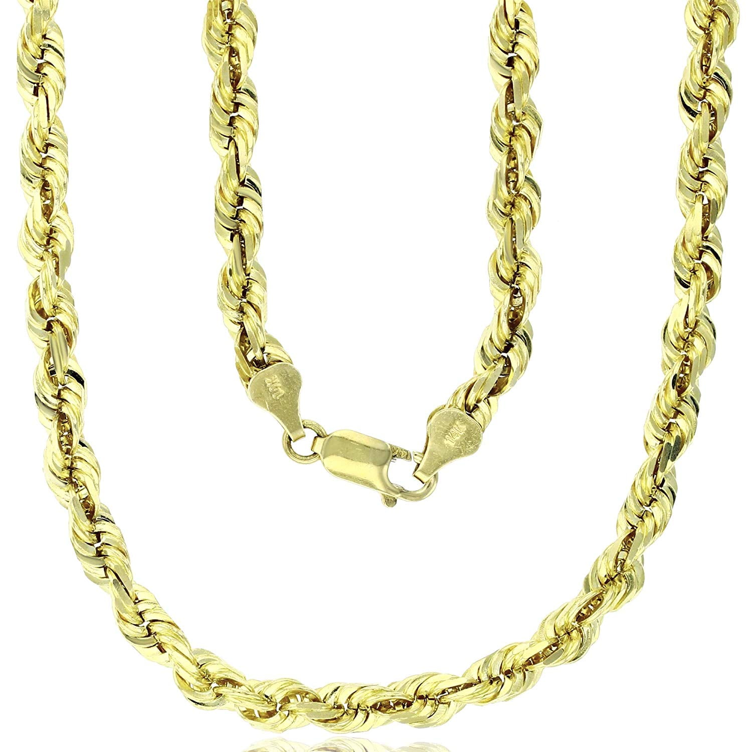 Decadence - 14K Yellow Gold Solid 1mm-8mm Thick Diamond Cut Rope Chain ...