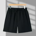 thumbnail image 4 of kamemir Shorts Men Men's Shorts Elastic Waistband Drawstring Summer Casual Cotton Big & Tall Relaxed Fit Work Shorts(Black,M), 4 of 6
