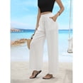 thumbnail image 2 of Women’s Summer Casual Loose Pants  Drawstring Waist Solid Color Slant Pockets Straight-Leg Fit, 2 of 6