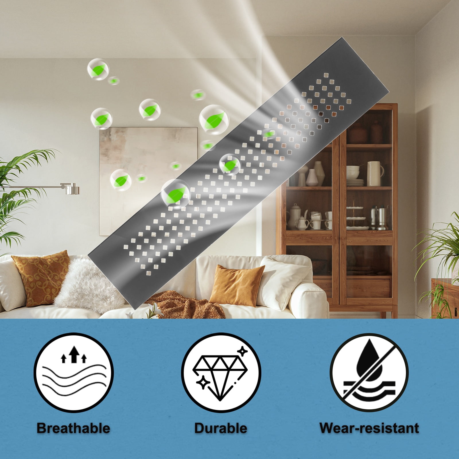 Uxcell 6 x 2 Inch Door Air Vent Cover, 3 Pcs Aluminum Grille Ventilation Cover Louvered Diamond Hole with Screws, Black