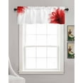 thumbnail image 3 of Red Flower Kitchen Valances for Windows Farmhouse Linen Window Valance Curtain for Living Room Window Treatment Boho Modern Floral Abstract Ombre Leaf White Valance Rod Pocket Topper, 42 x 12 Inch, 3 of 6