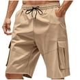 thumbnail image 2 of Zylanna Men' Big and Talls Cargo Shorts, Multi-Pockets Relaxed Fit Stretch Elastic Waist Outdoor Work Shorts Khaki, 2 of 7