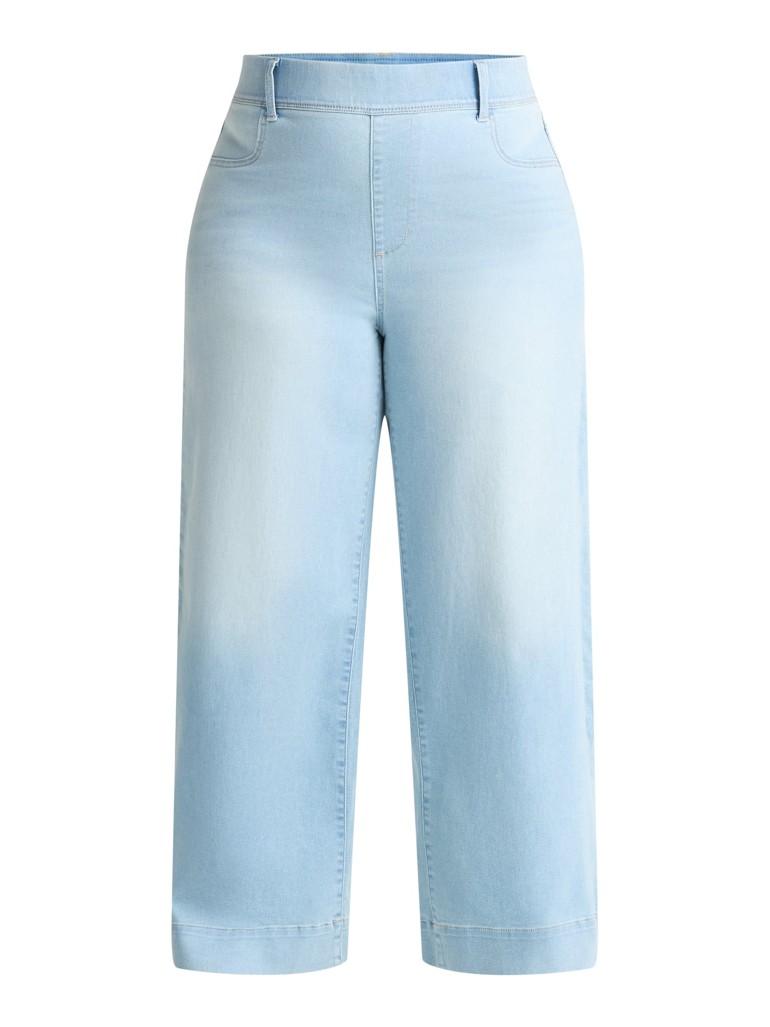 Terra & Sky Women's Plus High Rise Wide Leg Jeggings, 30" Inseam, Sizes 0X-5X