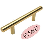 Cosmas 305-030BB Brushed Brass Cabinet Hardware Euro Style Bar Handle Pull - 3" Hole Centers, 5-3/8" Overall Length - 10 Pack