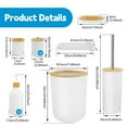 thumbnail image 3 of Dznils 8 Piece Bathroom Accessories Sets with Wastebasket, Bamboo and Plastic Bathroom Decor Set, White, 3 of 11