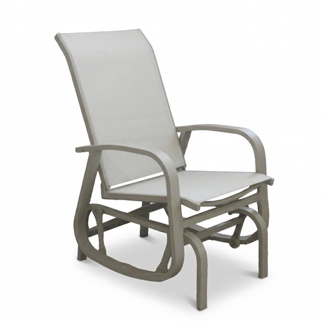 F. Corriveau International Bruxelle Outdoor Patio Rocking Chair – Aluminum Frame, Textilene Fabric, Greige