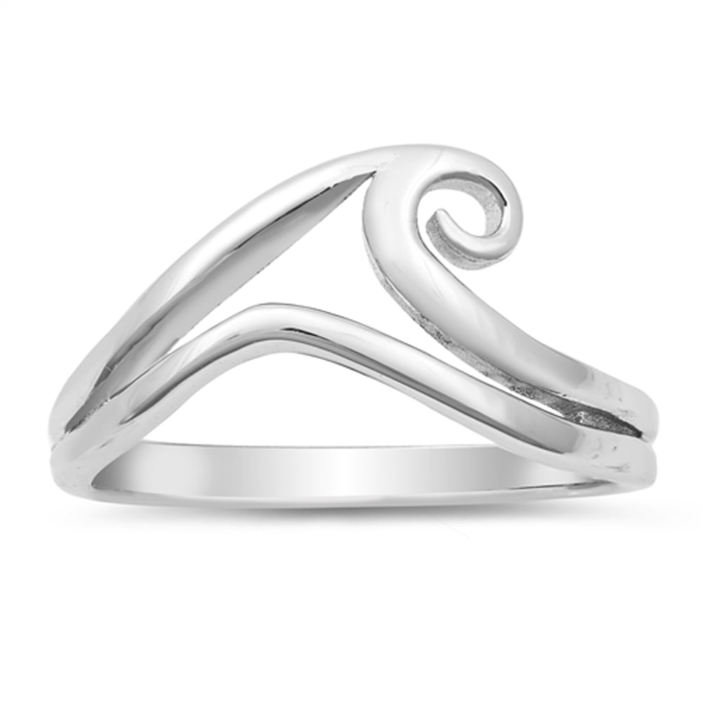 Sterling Silver 925 PRETTY WAVE SILVER RINGS SIZES 4-10 