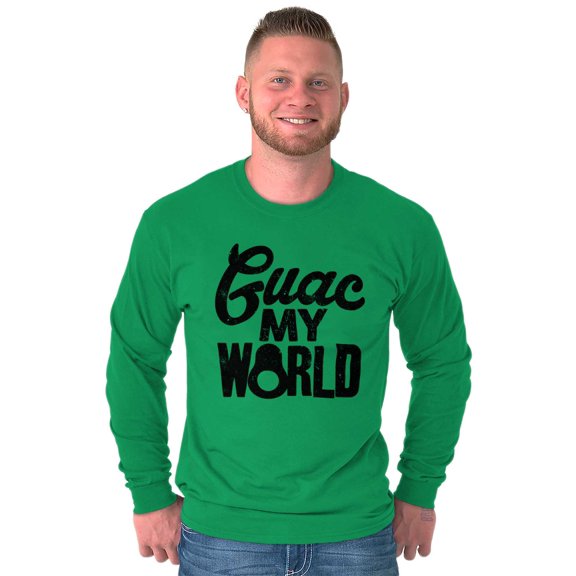 Guac World Guacamole Avocado Foodie Long Sleeve TShirt Men Women Brisco Brands 2X