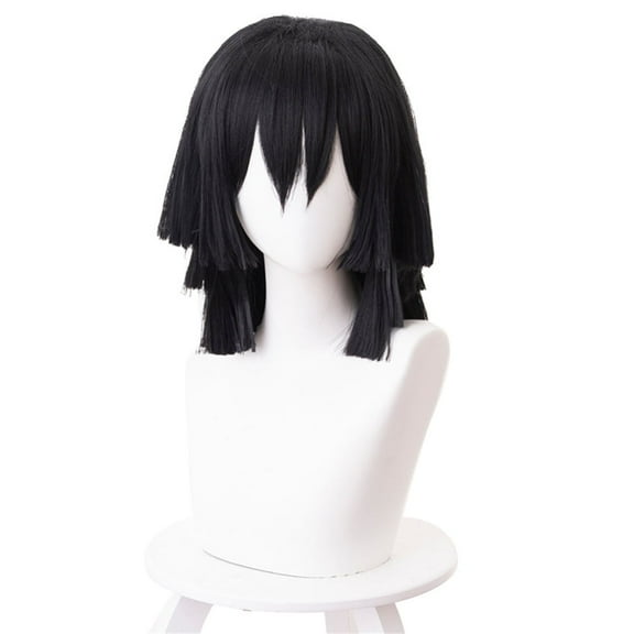 JJKcosplay Anime Kny Iguro Obanai Wig for anime Black Wig Hair Party Wigs