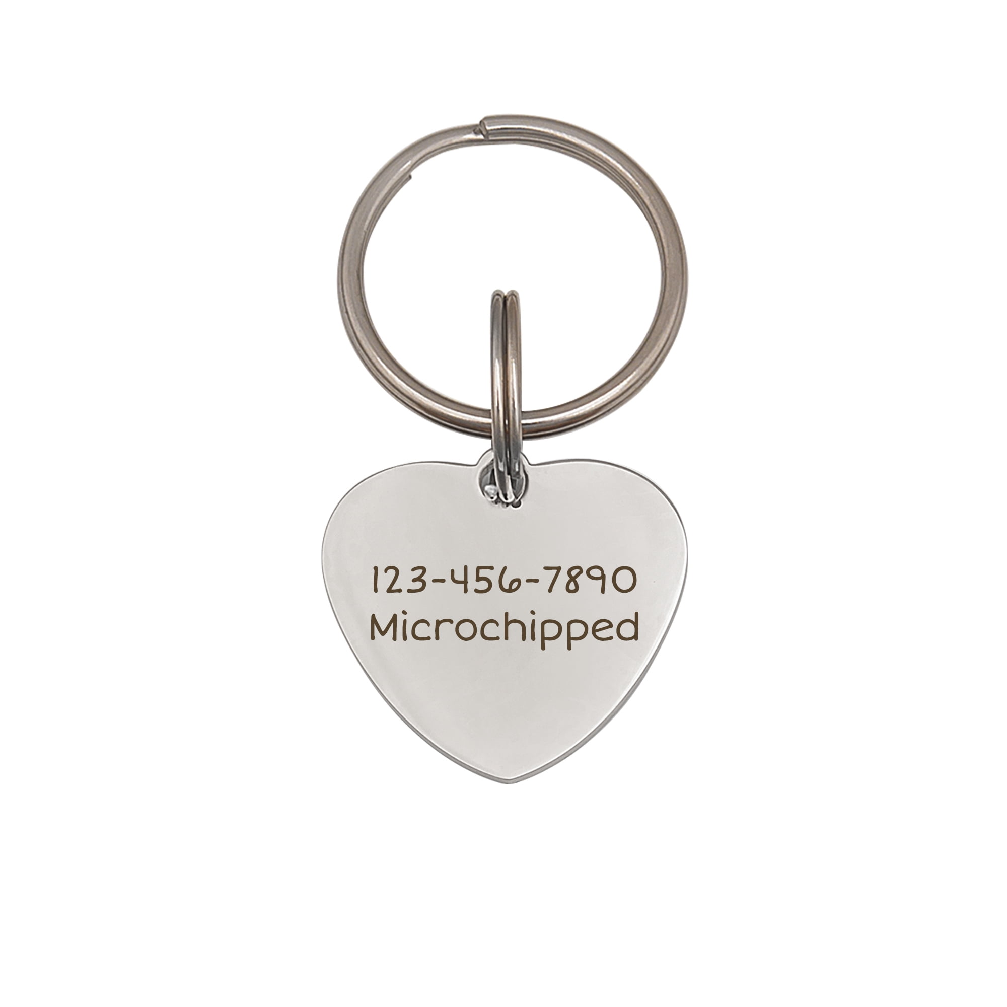 Anavia Stainless Steel Metal Heart Name - Boarder Birthday Holiday Christmas Engraved Dog Cat ID Tag, Silver