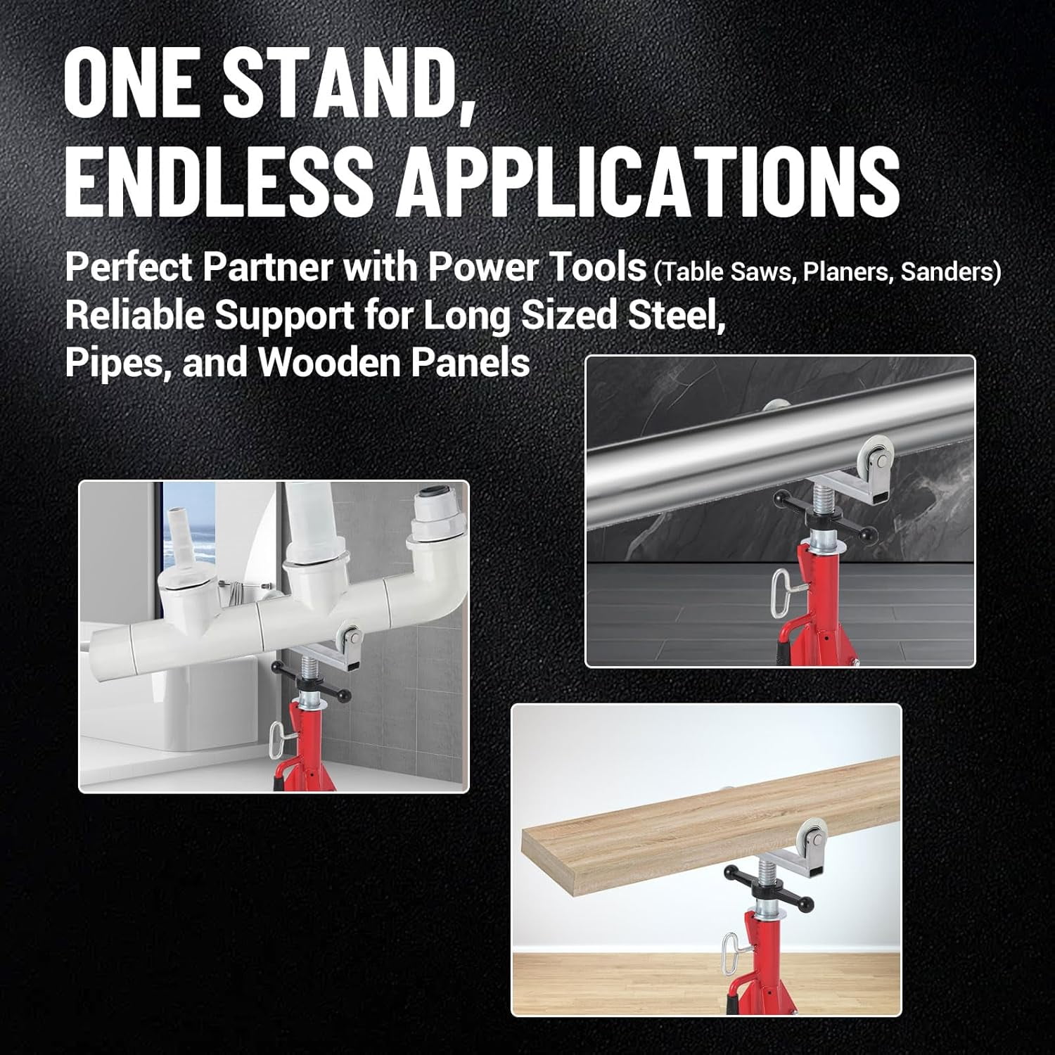 M optimized Heavy-Duty Pipe Stand Adjustable Folding Pipe Jack Stand, 2500 Lbs Load Capacity, for Welding, Automotive, Construction Projects