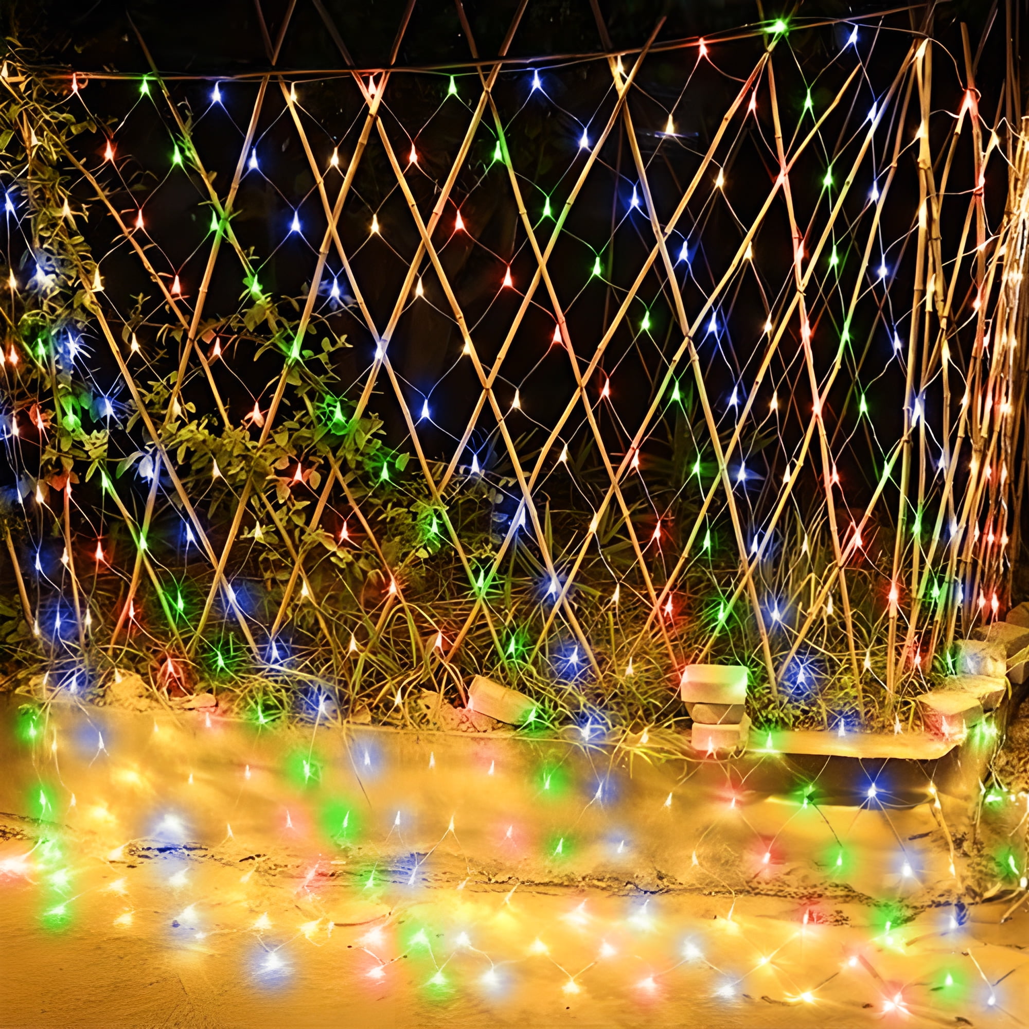 DAYBETTER Christmas Net Lights Outdoor, Multi-Color Waterproof LED Mesh Fairy String Lights, 12ft*5ft 360 LED with 8 Modes Plug in, Decor for Bushes Garden Party Xmas Tree
