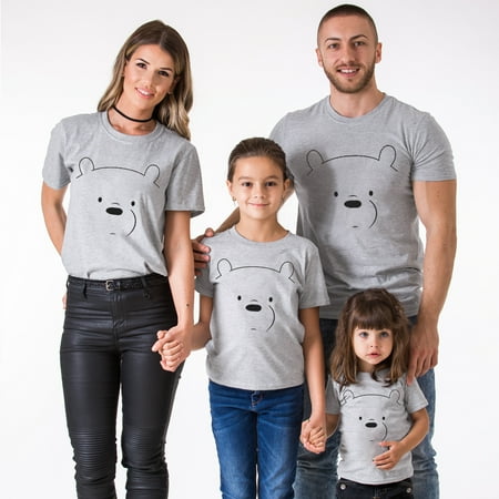 

ZHENYEMEI Family Mama Papa Baby Bear Matching T shirt for Moms & Dads - Gray Child T Shirt 90