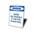 thumbnail image 4 of Warning: Urine Big Trouble If You Pee in Our Pool, Pool Rules Warning Sign, Poolside Reminder Aluminum Sign - 4x18 inches, 4 of 4