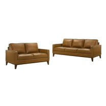 New Classic Furniture Caspar 2-Piece Leather Living Room Set, Caramel