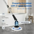 thumbnail image 4 of Electric Spin Scrubber, Cordless Power Scrubber Up to 420RPM Powerful Cleaning, Shower Scrubber for Cleaning Bathtub, Tile and Floor with 8 Types of Replaceable Brush Heads, Voice Broadcast, 4 of 6