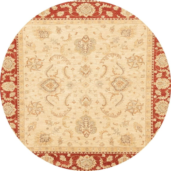 Ahgly Company Indoor Round Abstract Mustard Yellow Oriental Area Rugs, 3' Round