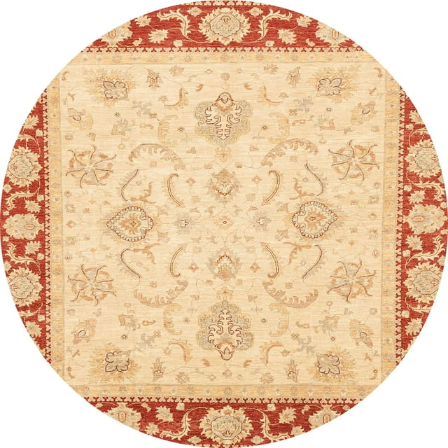 Ahgly Company Tapis d'Intérieur Rond Abstrait Jaune Moutarde Oriental, 3 Pieds Rond