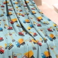 thumbnail image 3 of Cartoon Construction Vehicles Cranes Light Blue Pattern Blanket,Comfortable Soft Flannel Throw Blanket,All Season,Warm Lightweight Blankets for Sofa Bed Couch Living Room Chair,60"x80", 3 of 4