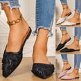 thumbnail image 1 of Women's Wide Width Lace Mules, Pointed Toe Slip-On Flat Casual Dress Shoes for Spring & Summer, Multi-Color, 1 of 10