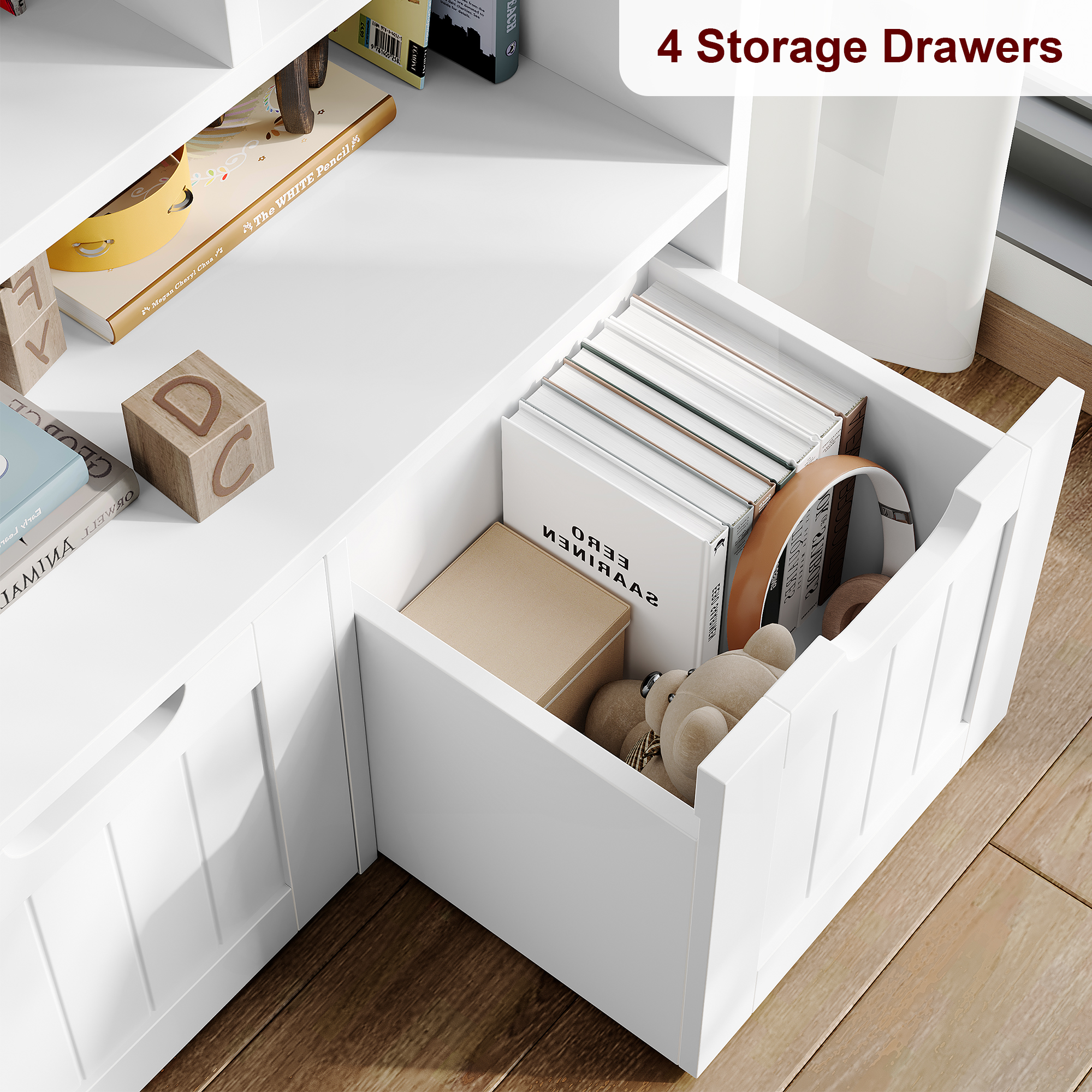 Homfa 7-Cube Toy Storage Organizer with Drawers, White photo 4