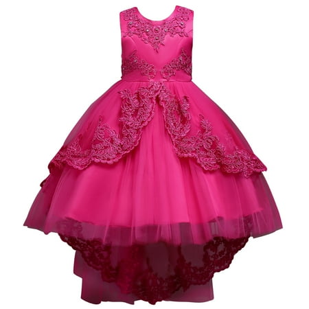 

DNDKILG Baby Toddler Girls Summer Sleeveless Dresses Bow Dress Floral Sundress Hot Pink 3Y-11Y 110