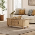 thumbnail image 2 of Rustic Coffee Table with Drawer, Wooden Center Table with Hidden Storage Compartment for Living Room, Office, Oak, 2 of 6