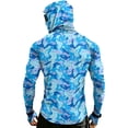 thumbnail image 5 of Men's Shark Print Fishing Hoodie, Long Sleeve UPF 50+ Sun Protection Shirt with Built-in Face Mask and Thumbholes Blue XL, 5 of 9