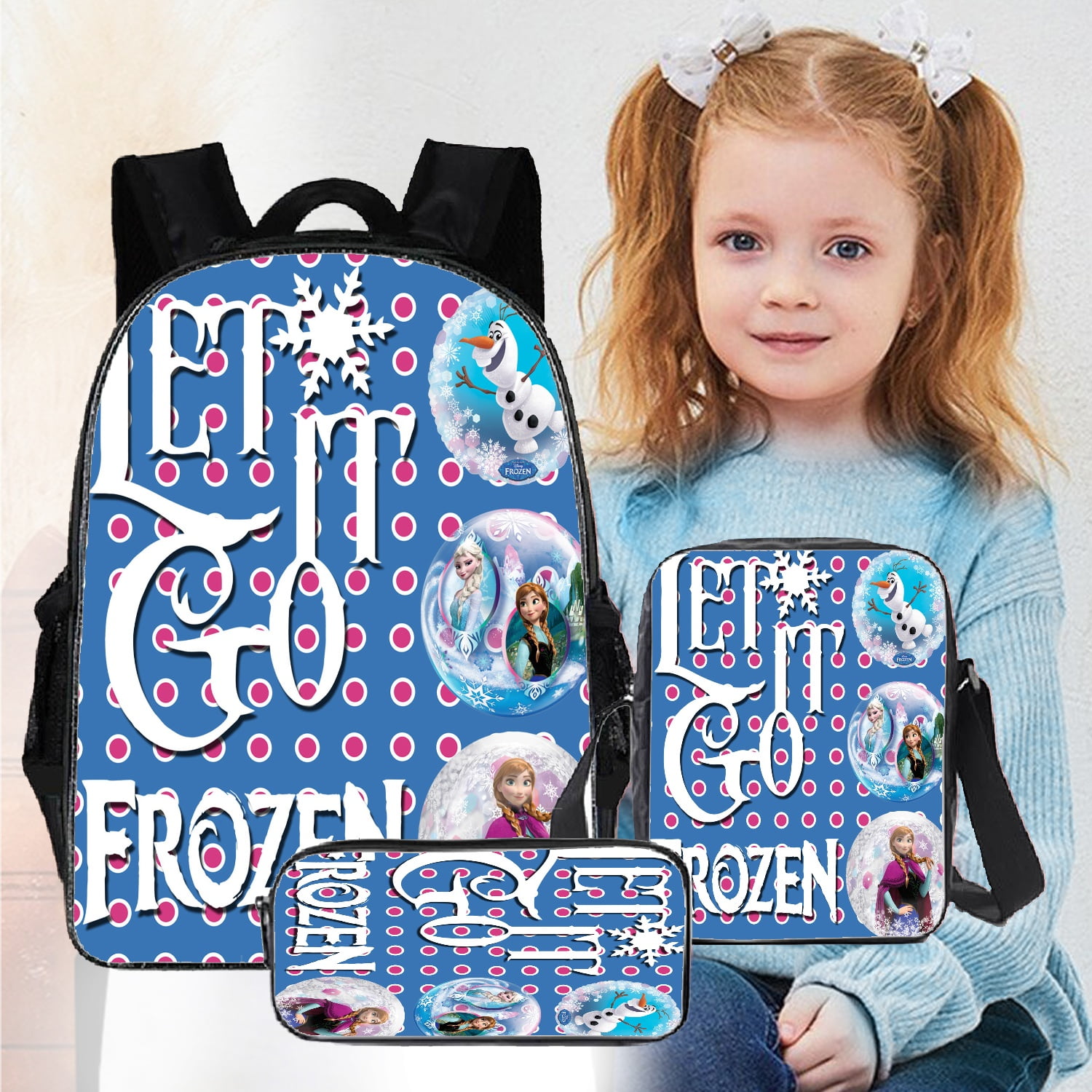 Set of 3 Frozen Princess Elsa Backpacks For Middle School,Kids Backpack