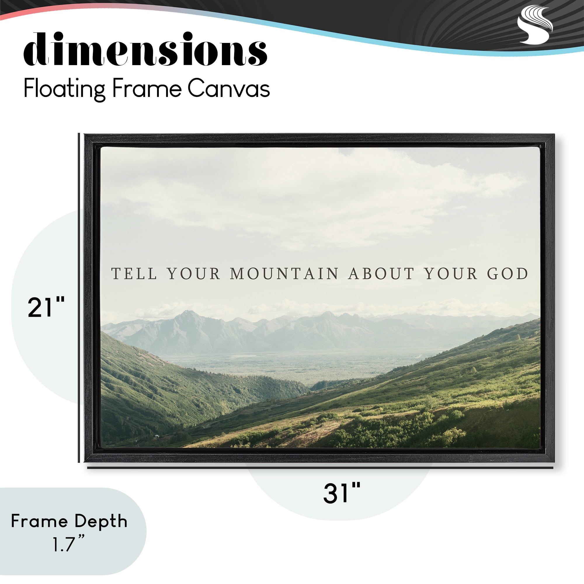 Stupell Industries Tell Your Mountain About God Black Framed Floater Canvas Wall Art, design by Kali Wilson