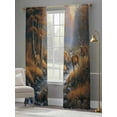 thumbnail image 2 of Deer in Sheer Curtains 84 inches Long 2 Panels Set the Forest Brown Trees with Creek Tiers Sheers Rod Pocket Small Window Short Curtains for Kitchen Cafe, Each 52" W x 84" L, 2 of 7
