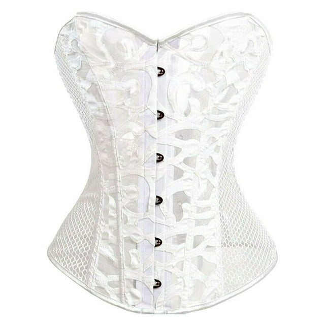 Woman Corset Satin Overbust Lace Up Busiter Shapewear Outfit