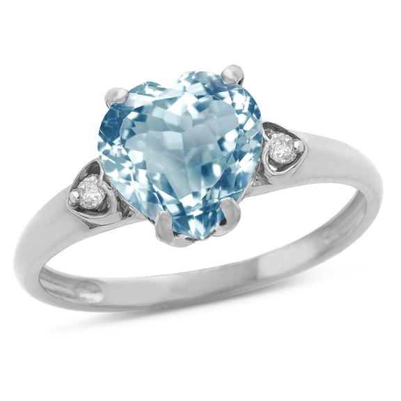 Star K� Heart Shaped 8mm Genuine Sky Blue Topaz Engagement Promise Wedding Ring