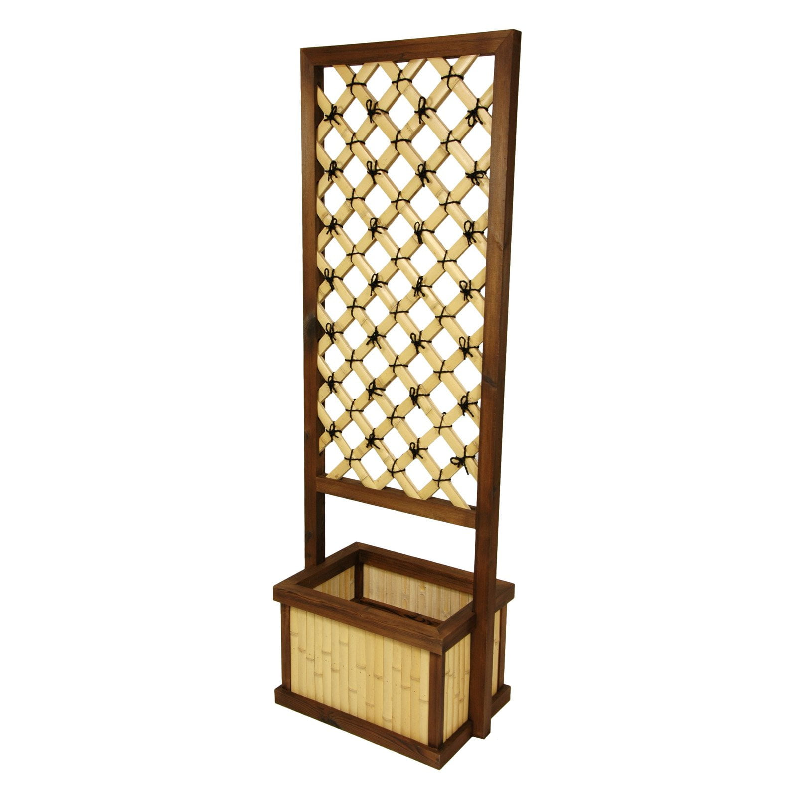 Oriental Furniture Japanese Bamboo Trellis With Planter Walmart Com Walmart Com
