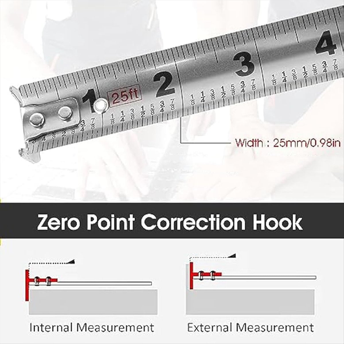 2Pcs 5M/16FT Stainless Steel Anti- Retractable Metric Ruler,Wear- Measure Double-Sided Scale