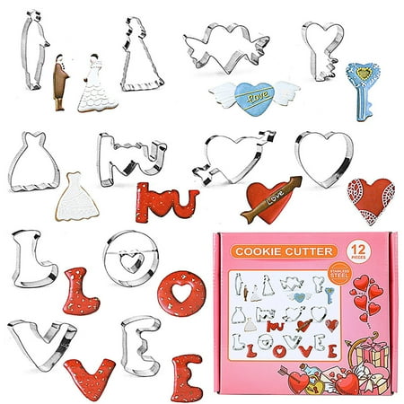 

TAKTUK Chocolate Molds Baking Supplies 12pcs Stainless Steel Easter Cookie Moulds Christmas LOVE Cake Baking Tools Kitchen Essentials Clearance Items