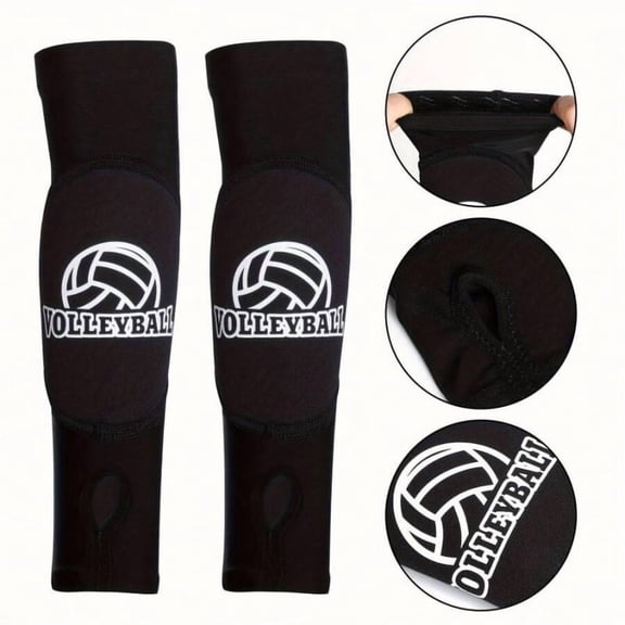 2Pairs/Set Beach Volleyball Arm Sleeves And Knee Pads, Solid Color Arm Sleeves With Protective Pads, Knee Pads, Volleyball Training Equipment