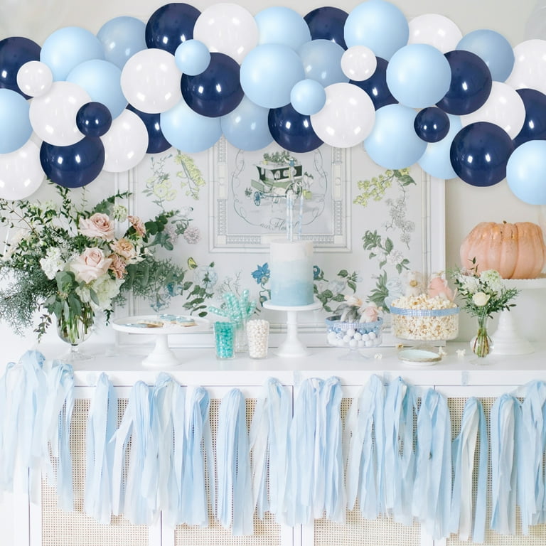 Balloon Arch Garland Kit - 100pcs Royal Blue, Light Blue & White Latex Balloons
