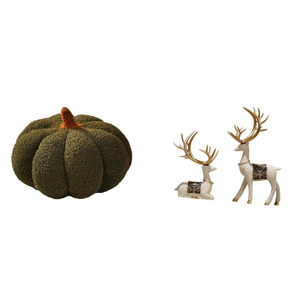 Cojines de calabaza de Halloween, almohada suave, estatua de ciervo y alce, figuras de resina, escultura de reno, ideal para decoración del hogar, reg