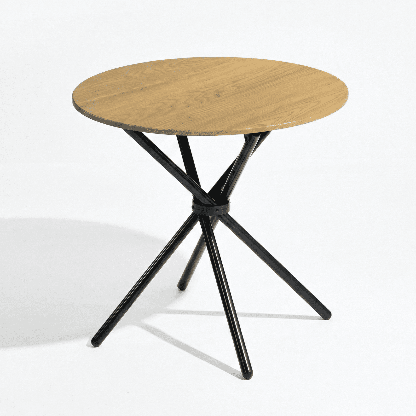 Homy Casa 31.5 in Round Dining Table for 2-4, Small Space Kitchen Table with Metal Legs, Golden Oak