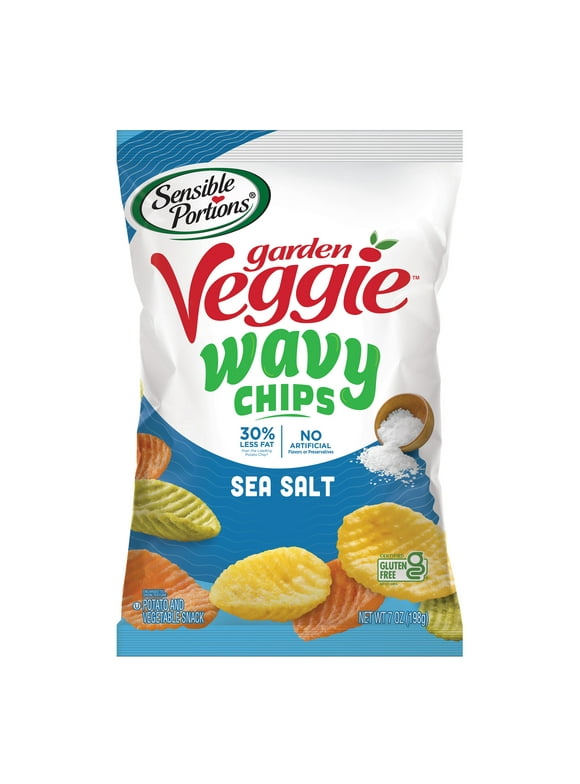 Sensible Portions Gluten-Free Sea Salt Garden Veggie Wavy Chips, 7 oz Bag