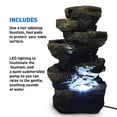 thumbnail image 4 of 4-Tier Stone Tabletop Water Fountain with LED Lights - Soothing Water Sound - Small Decorative Waterfall Feature for Hom, 4 of 6