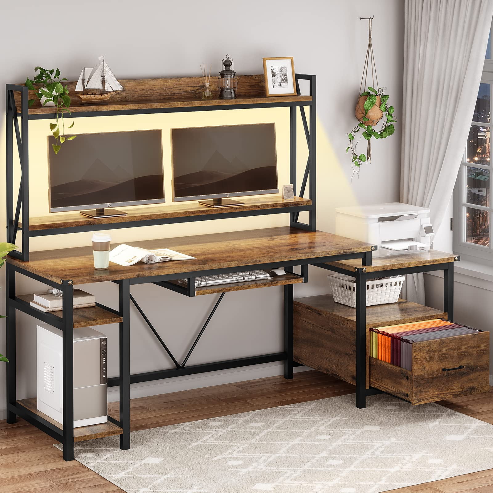 VIPEK Computer Desk With Hutch And Storage Shelves, 47 Inch PC Table