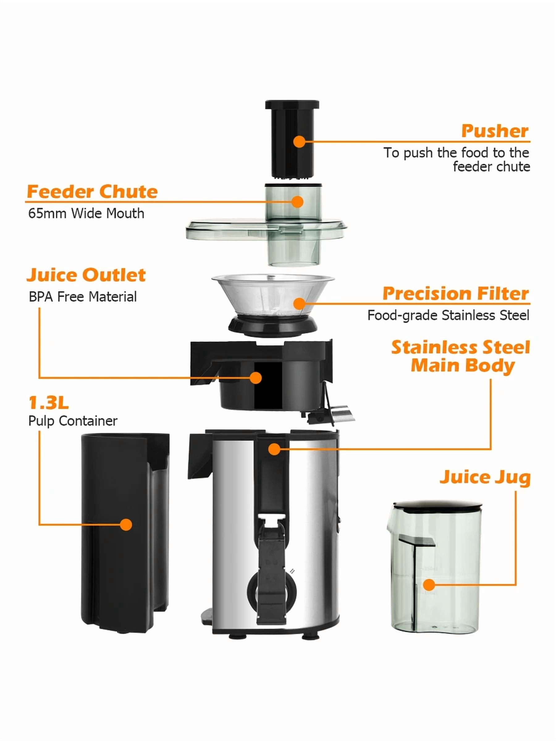 XX Juicer Machine Juicer Extractor Dual Speed W/ 2.5'' Feed Chute