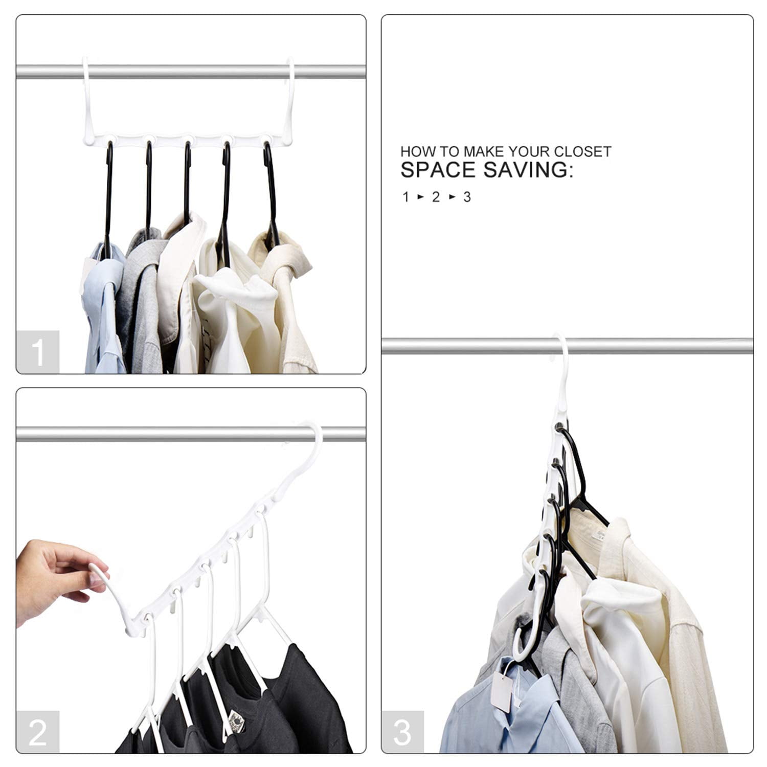  BHcorner Black Space Saving Hangers for Clothes,10 Pack Magic  Hangers Closet Space Saving,Sturdy Plastic Space Saver Hangers for Clothes,  Updated Multifunctional Closet Organizer Collapsible Hangers. : Home &  Kitchen