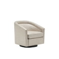 thumbnail image 3 of Wovenbyrd Caitlyn Classic Barrel Swivel Chair, Distressed Cream Faux Leather (Set of 1), 3 of 6