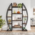 thumbnail image 2 of Tribesigns Plant Stand Indoor, Large Wide Metal Plant Shelf, Industrial Tall Curved Flower Pot Stand for Living Room, Balcony, Patio (Brown), 2 of 6