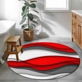 thumbnail image 4 of Red Grey Ombre Large Area Rugs for Bedroom Living Room, Soft Non Slip Carpet Bedside Rug, Abstract Modern Moire Art Geometric Round Floor Cover Kitchen Accent Rug 3.3' for Dining Room/Office, 4 of 9