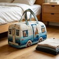 thumbnail image 5 of Retro Camper Print Weekender Bag, Quilted Vintage Travel Duffel with RV Embroidery, 5 of 8
